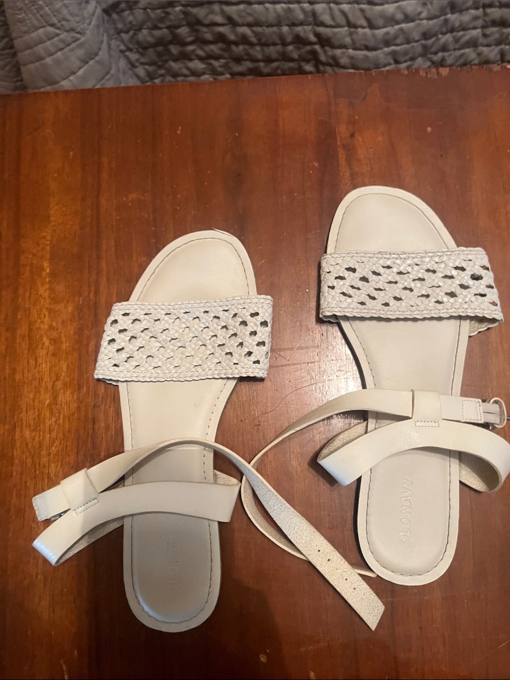 Old Navy Cream Braided Strap Ankle Sandals